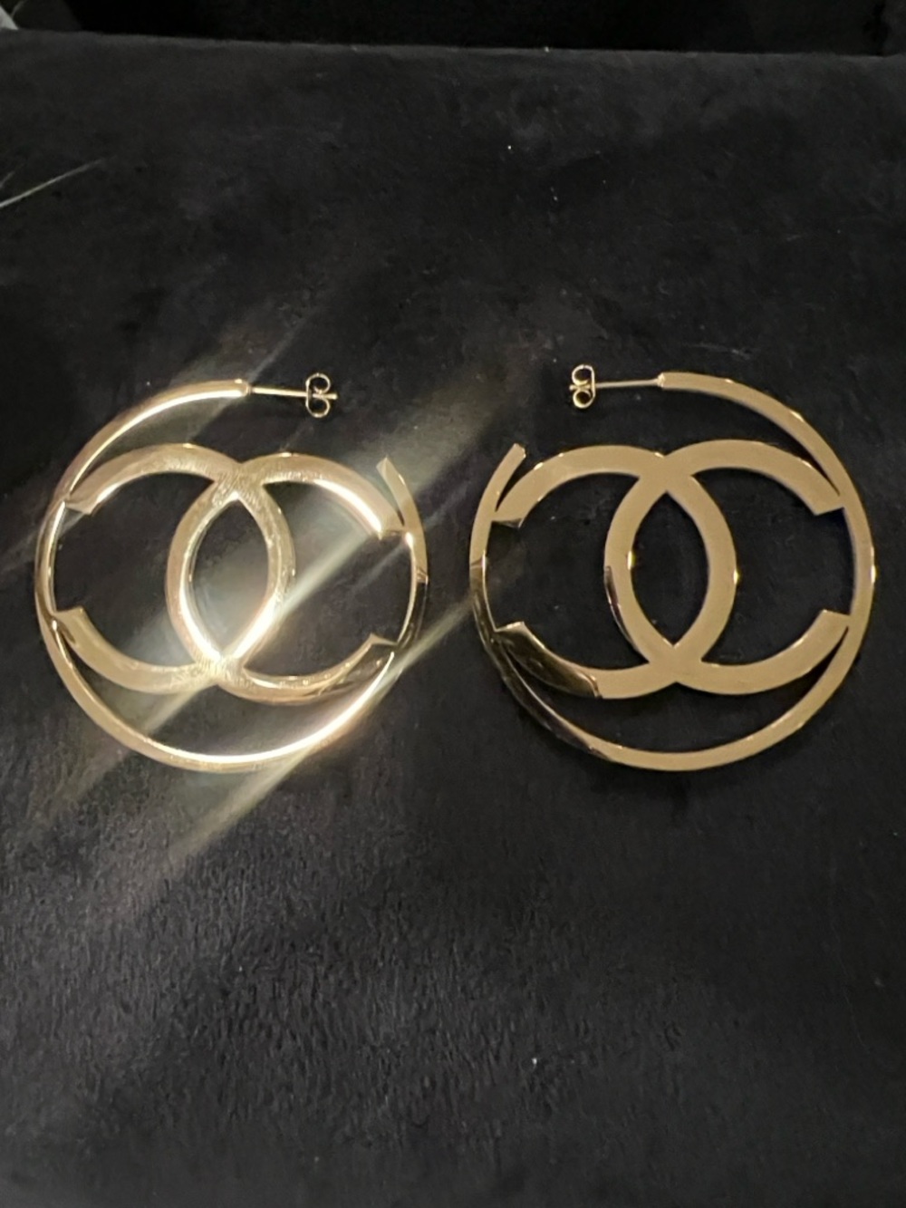Gold Interlocking Hoop Earrings - Women Jewelry